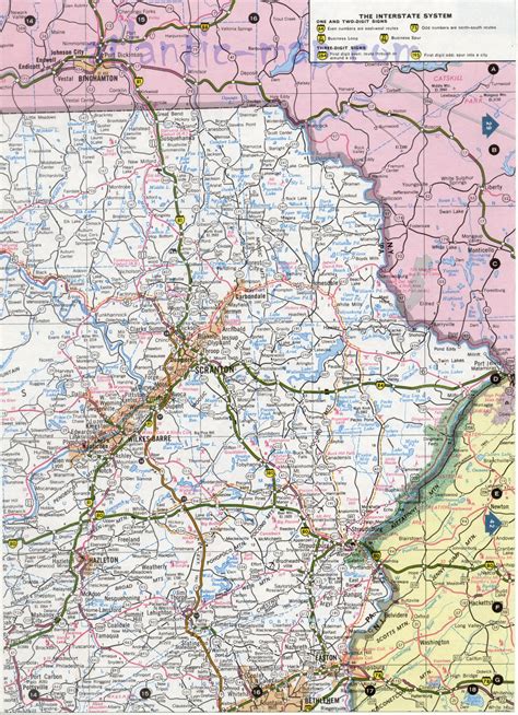 Northeast Pennsylvania State Map Image Detailed Road Map Northeast