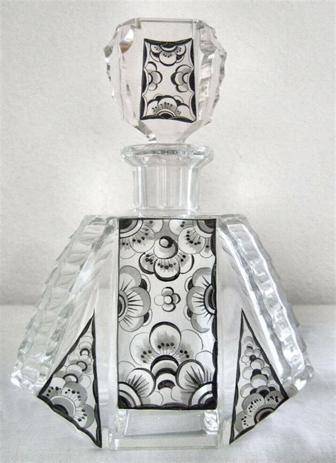 art deco czech geometric crystal glass decanter set by karel palda circa 1930s for sale at 1stdibs