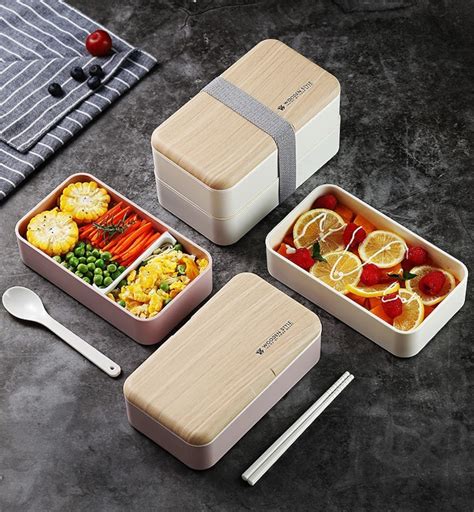 Japanese Style Bento Box Lunch Box 2 Compartments Wooden Etsy Uk