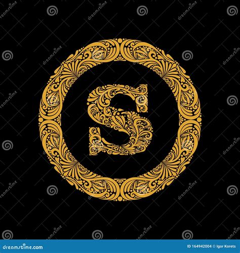 Premium Elegant Capital Letter S In A Round Frame Is Made Of Floral