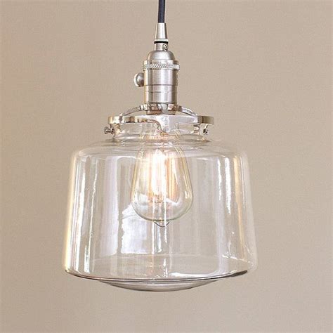 This design filters bright light about a space. SchoolHouse Pendant Fixture Globe Clear Glass Drum Pendant ...