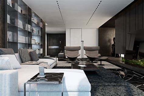 Three Luxurious Apartments With Dark Modern Interiors Modern Living