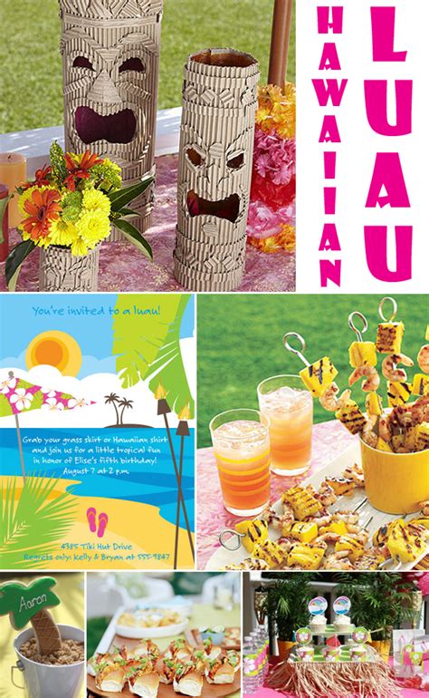 Wrapping a raffia table skirt around your buffet table creates an authentic hawaiian feeling. Luau-party-ideas-recipes-diy-crafts • The Celebration Shoppe