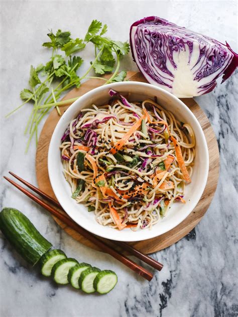 Cold Soba Noodle Salad With Peanut Sauce Vegan From My Bowl