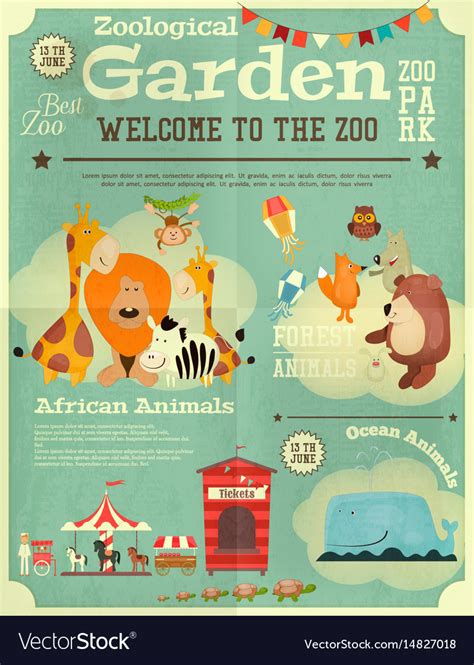 Zoo Park Poster Royalty Free Vector Image Vectorstock