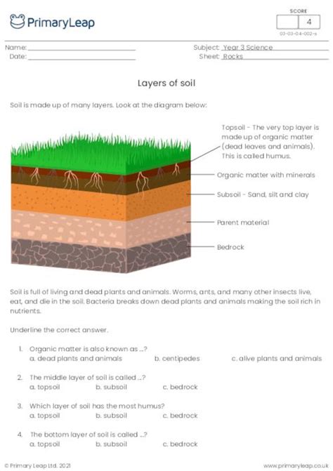Science Soil Layers Worksheet Uk