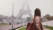 Joyful Woman Exploring Paris Near Eiffel Stock Footage SBV-321575051 ...