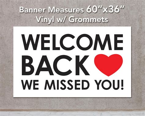 Welcome Back We Missed You Banner In 3 Sizes Etsy