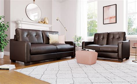 Belmont Brown Leather 32 Seater Sofa Set Furniture Choice
