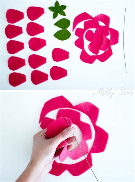 How To Make A Felt Rose Flower Melly Sews