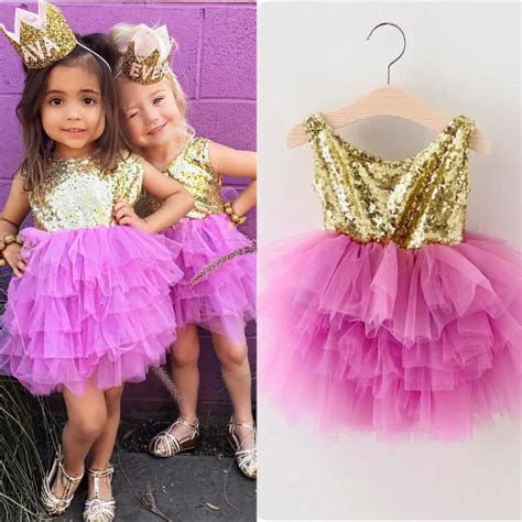 Toddler Baby Kids Girls Princess Dress Sequins Pageant Party Layered
