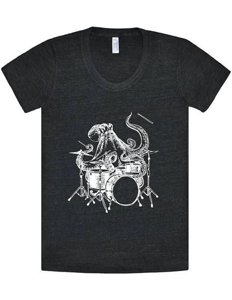 Octopus Playing Drums Womens Tri Blend T Shirt T For Etsy Drummer T Shirts Musician