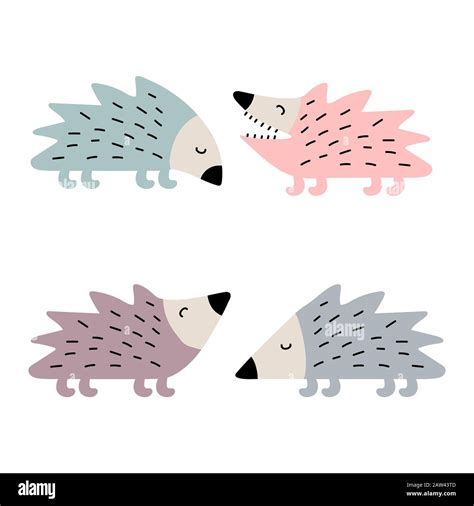 Set Of Cute Hedgehogs Vector Illustration Set Stock Vector Image And Art