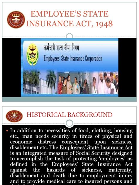 Looking for act insurance login? Employee s State Insurance Act 1948 | Welfare | Employment