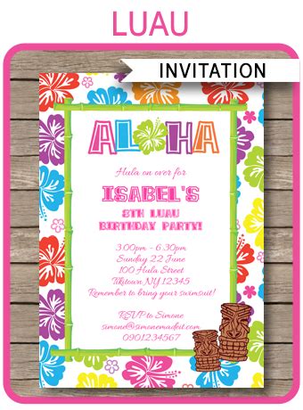 luau party invitations template luau invitations