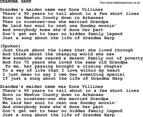 Grandma Harp By Merle Haggard Lyrics