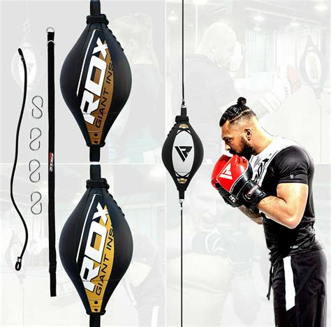 Rdx Double End Speed Ball Bag Maya Hide Leather Boxing Floor To Ceiling Rope Mma Training Muay