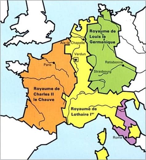 Histoire Des Français Traité De Verdun 843 Partage De Lempire D