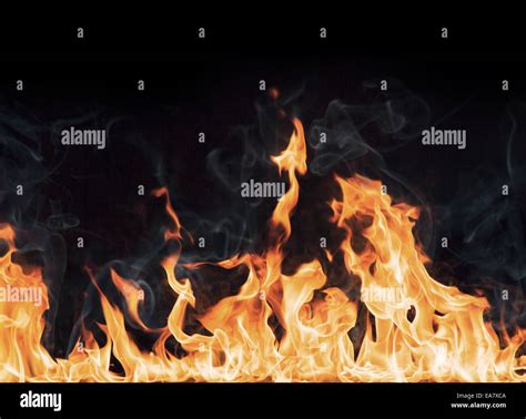 High Resolution Fire Flames Isolated Ob Black Background Stock Photo