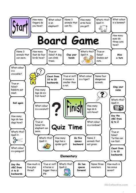 Board Game Quiz Time Easy Worksheet Free Esl Printable Worksheets Made By Teachers