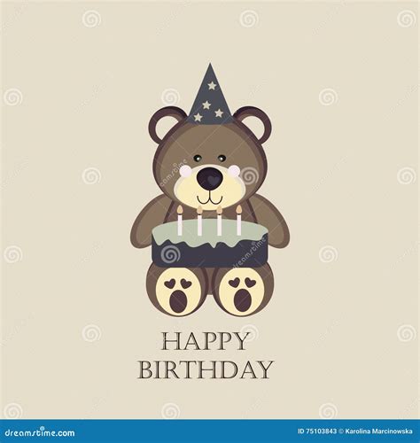 Birthday Card With Teddy Bear Stock Illustration Illustration Of