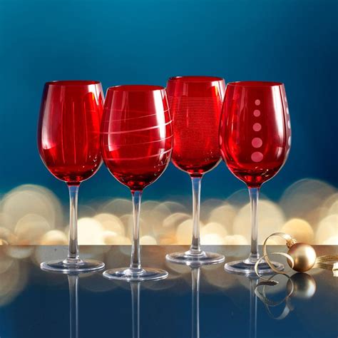 Cheers Ruby Set Of 4 Wine Glasses Mikasa