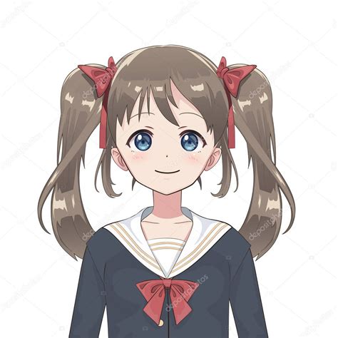 Anime Schoolgirl Cartoon Character In Japanese Classical Style