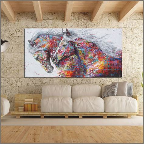 Large Abstract Horses Canvas Wall Art Throughout Horse