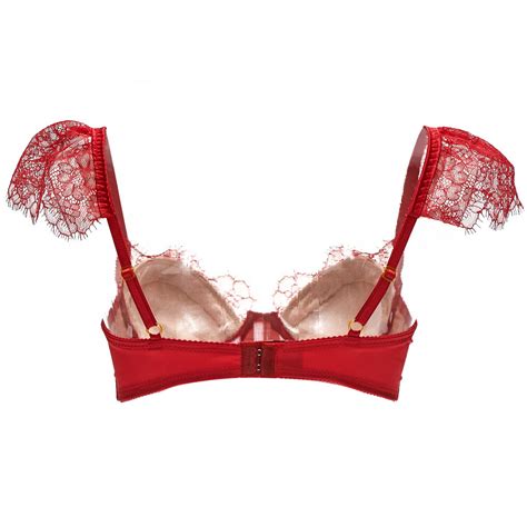 Seduction Bra With Lace Sleeves Red Akiko Ogawa Lingerie