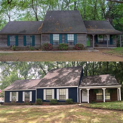 30+ year old cedar siding update. Behr solid stain Atlantic, trim