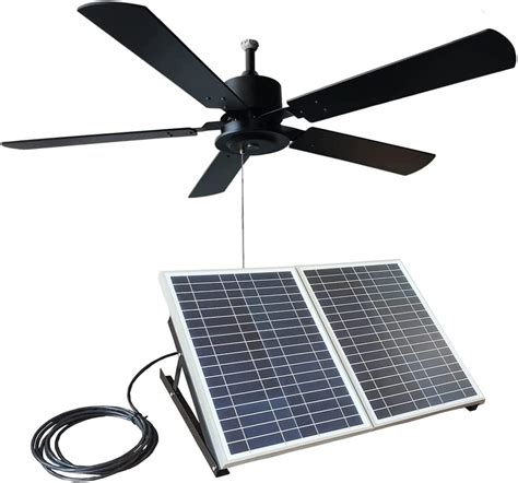 Mananasun Outdoor 52 Solar Ceiling Fan With Wooden Blades
