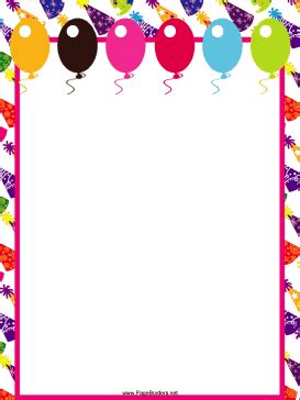 balloons  hats party border