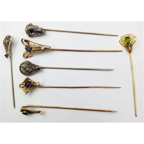 Bid Now 7 Early Antique Gold Stick Pins Invalid Date Est