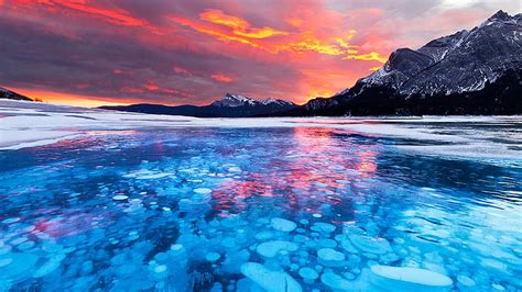 Ice Bubbles In The Frozen Lago Bianco Lake At Bernina Pass Engadin