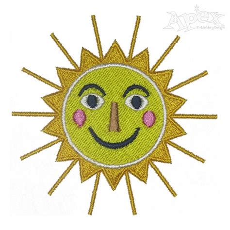 Happy Sun Embroidery Design Nature Embroidery Designs Embroidery