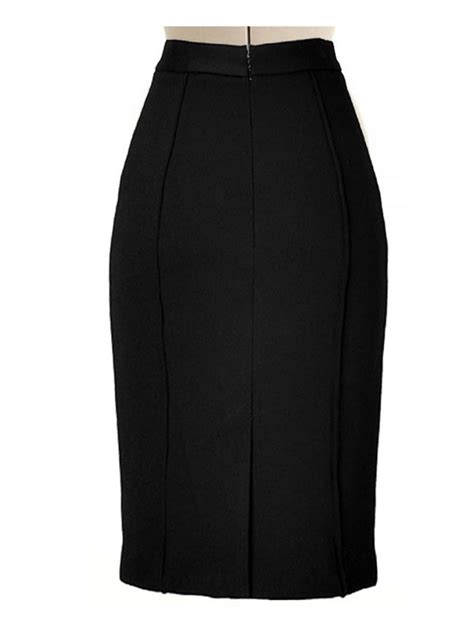 Wool Blend Black Pencil Skirt Fully Lined Custom Handmade To Fit Work Wear Elizabeths