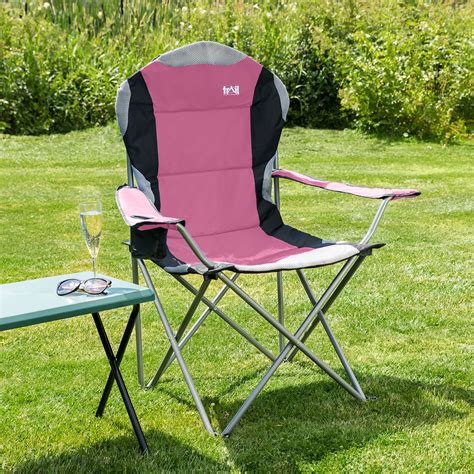 Portal indoor outdoor portable lightweight steel frame folding camping directors chair with side table and cup holder, red. Folding Camping Chair Luxury Padded Heavy Duty High Back ...