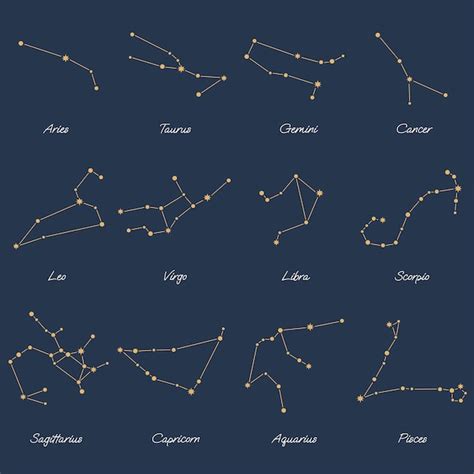 Premium Vector Zodiac Constellation Set Vector Illustration