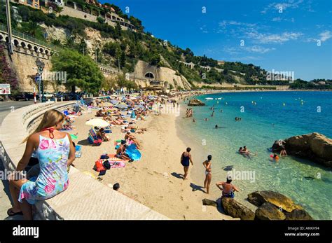 The Beach At The Lovely Town Of Villefranche Sur Mer Near Nice On The