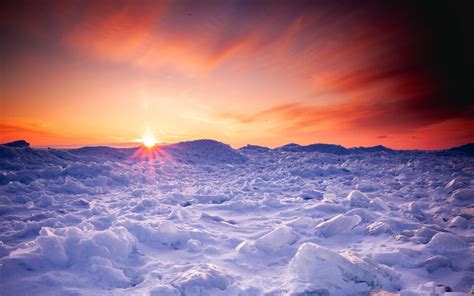 Download Wallpaper 2560x1600 Snow Winter Sunset Horizon Ice