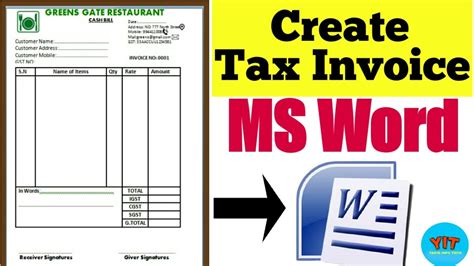 How To Create Tax Invoice In Ms Word Tamil Design Cash Bill For Restaurant Gst Bill In Ms