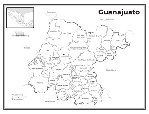 Mapa De Guanajuato Con Nombres En Pdf