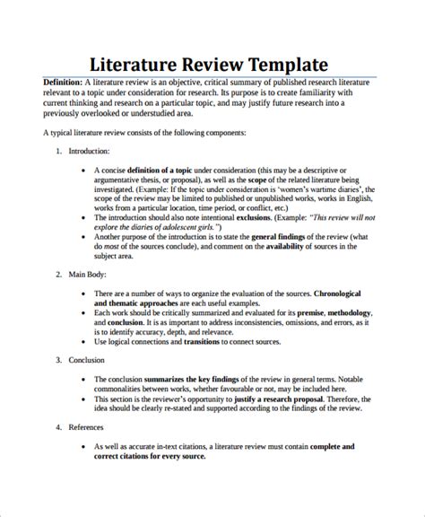 literature review template business