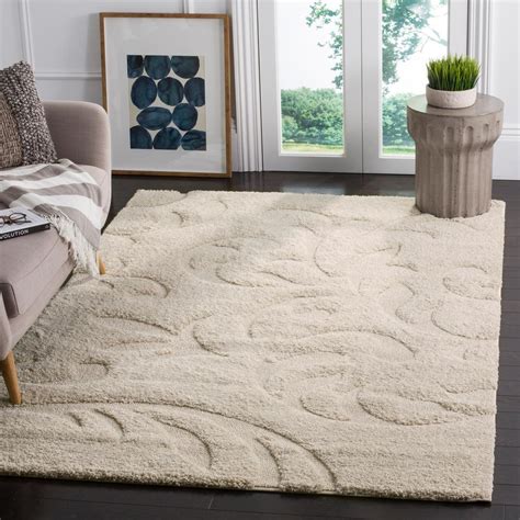 These rugs portray a timeless look of the old world motifs with floral medallions in a new vivid, colorful way. Safavieh Florida Shag Cream/Beige 6 ft. x 9 ft. Area Rug ...