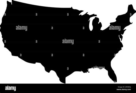 Solid Black Silhouette Map Of United States Of America Without Alaska