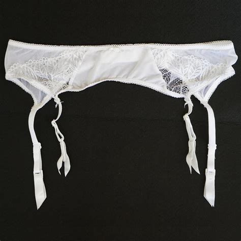 buy sexy garters female white lace floral metal clips sexy garter belts for