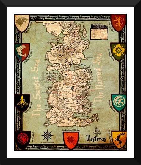 Seven Kingdoms Of Westeros Map Game Of Thrones Collection Premium