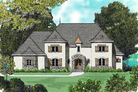 Plan 9368el Stone And Stucco House Plan With 5 Bedrooms Stucco Homes