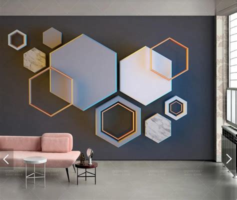 3d Abstract Geometric Hexagon Wall Mural Chinese Photo Wallpaper Murals