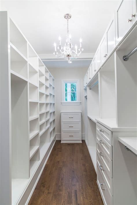 Katehdesign Long And Narrow Closet Space With White Cabinets And
